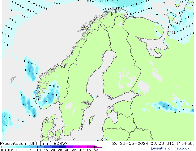 Z500/Rain (+SLP)/Z850 ECMWF dim 26.05.2024 06 UTC