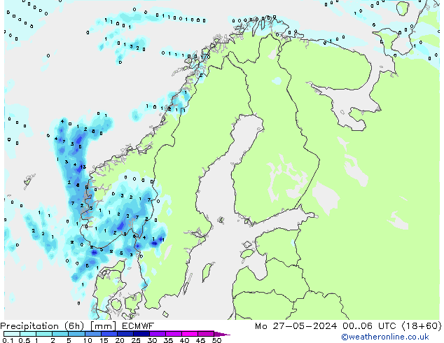 Nied. akkumuliert (6Std) ECMWF Mo 27.05.2024 06 UTC