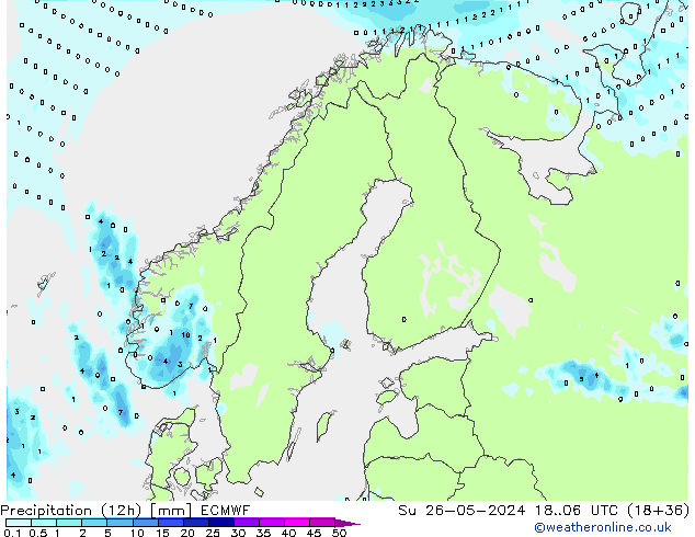 Precipitación (12h) ECMWF dom 26.05.2024 06 UTC