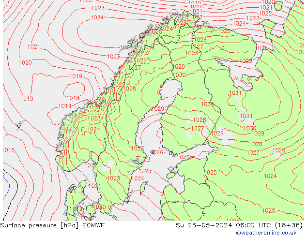 приземное давление ECMWF Вс 26.05.2024 06 UTC