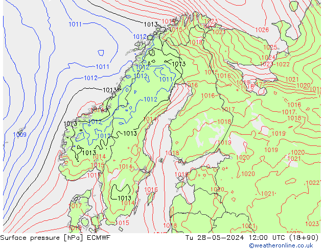 Surface pressure ECMWF Tu 28.05.2024 12 UTC