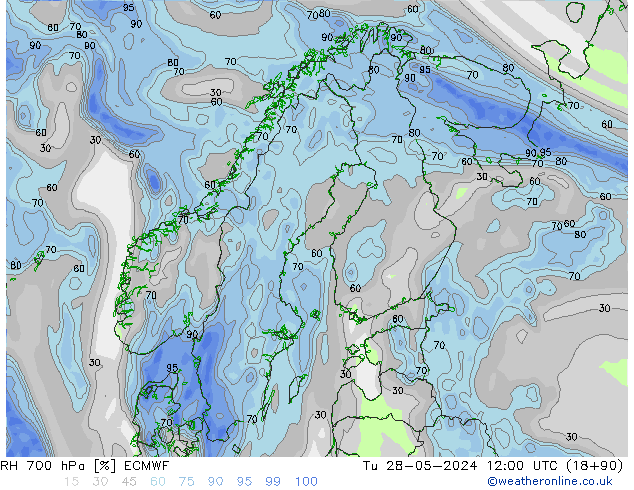 RH 700 hPa ECMWF Tu 28.05.2024 12 UTC