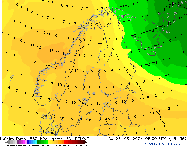 Z500/Rain (+SLP)/Z850 ECMWF dim 26.05.2024 06 UTC