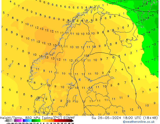 Z500/Rain (+SLP)/Z850 ECMWF Su 26.05.2024 18 UTC