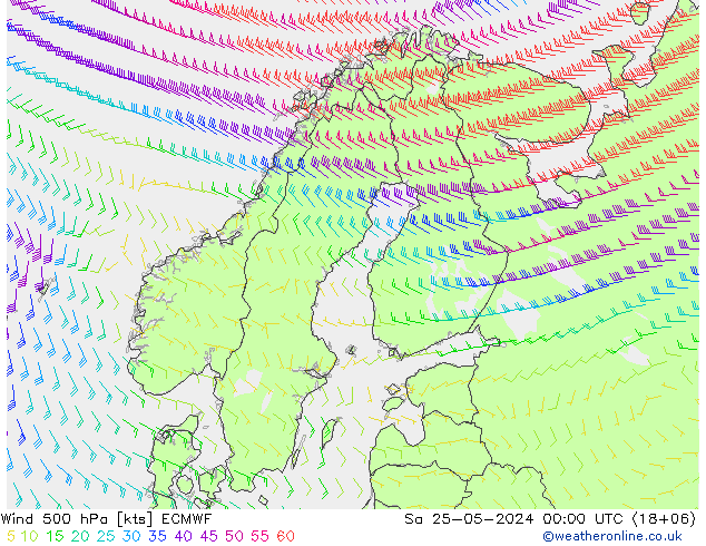 Wind 500 hPa ECMWF Sa 25.05.2024 00 UTC