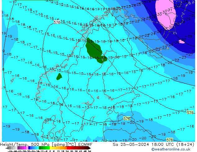 Z500/Rain (+SLP)/Z850 ECMWF sab 25.05.2024 18 UTC