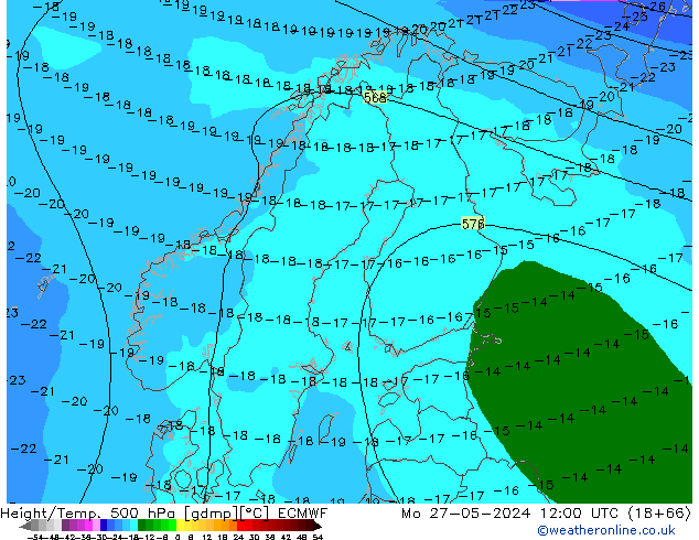 Z500/Rain (+SLP)/Z850 ECMWF lun 27.05.2024 12 UTC