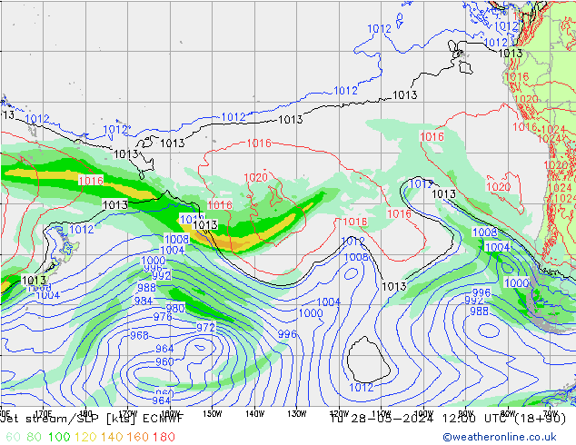 Prąd strumieniowy ECMWF wto. 28.05.2024 12 UTC