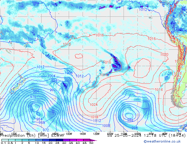 Z500/Rain (+SLP)/Z850 ECMWF Sa 25.05.2024 18 UTC