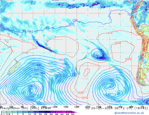 Z500/Rain (+SLP)/Z850 ECMWF Ne 26.05.2024 12 UTC