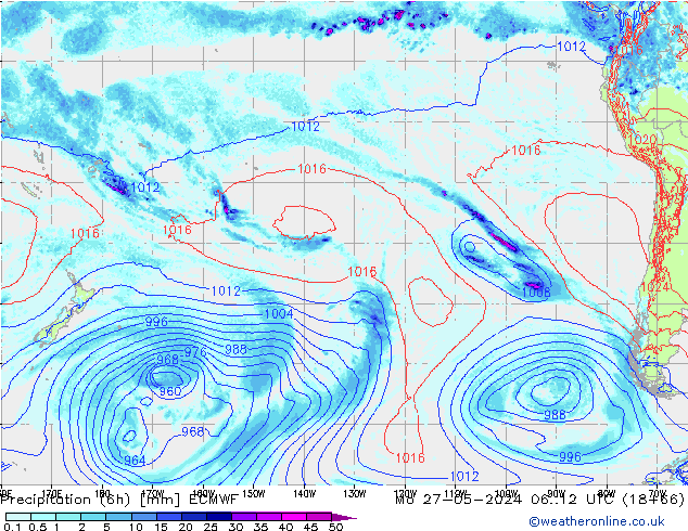 Z500/Rain (+SLP)/Z850 ECMWF Mo 27.05.2024 12 UTC