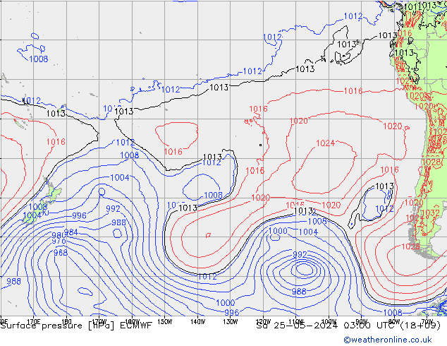 Surface pressure ECMWF Sa 25.05.2024 03 UTC