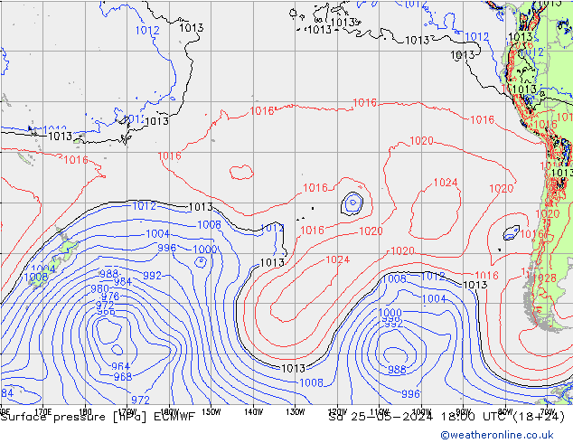 Luchtdruk (Grond) ECMWF za 25.05.2024 18 UTC