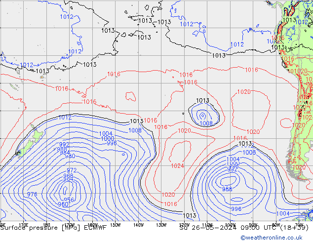 Surface pressure ECMWF Su 26.05.2024 09 UTC