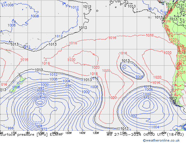 pressão do solo ECMWF Seg 27.05.2024 06 UTC