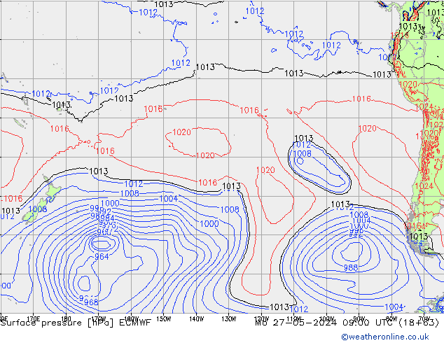 Pressione al suolo ECMWF lun 27.05.2024 09 UTC