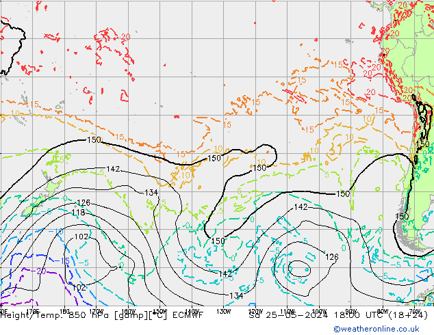 Z500/Rain (+SLP)/Z850 ECMWF Sa 25.05.2024 18 UTC