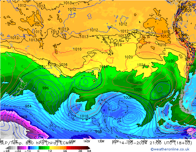 SLP/Temp. 850 hPa ECMWF ven 24.05.2024 21 UTC