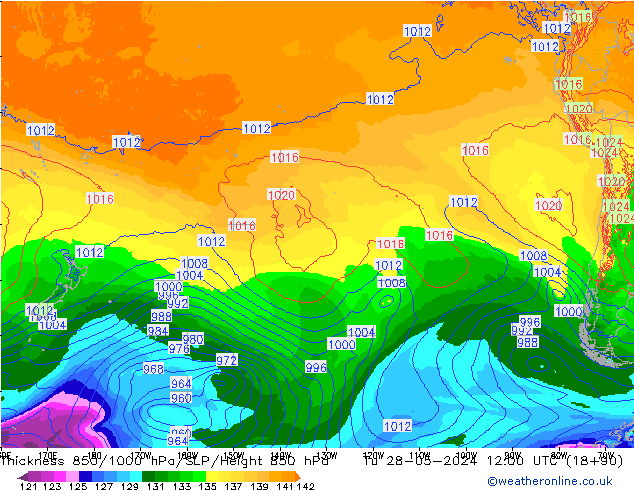 Thck 850-1000 hPa ECMWF Ter 28.05.2024 12 UTC