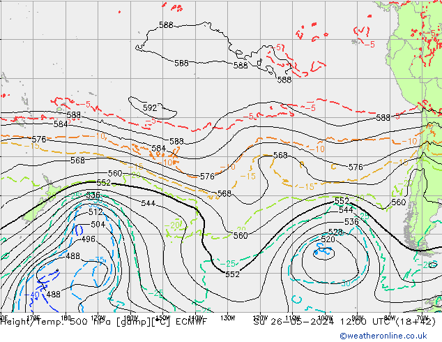 Z500/Rain (+SLP)/Z850 ECMWF Ne 26.05.2024 12 UTC