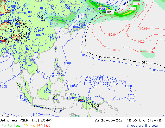 джет/приземное давление ECMWF Вс 26.05.2024 18 UTC