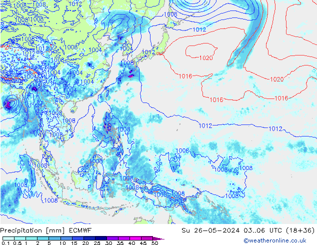 Precipitation ECMWF Su 26.05.2024 06 UTC