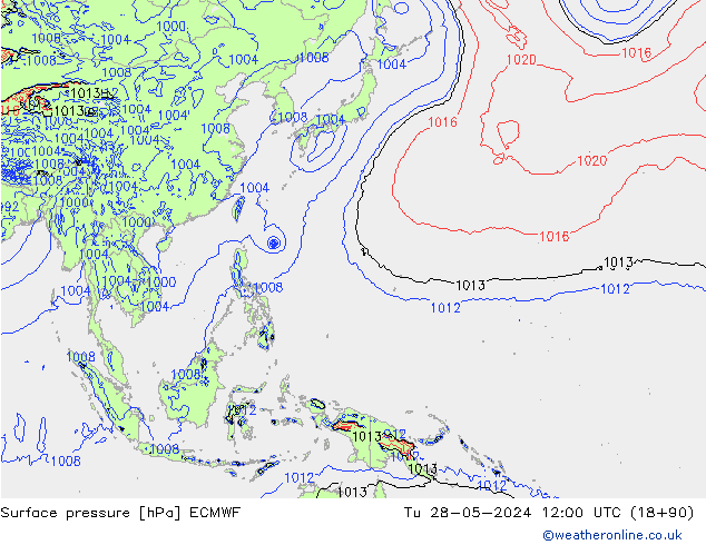 Pressione al suolo ECMWF mar 28.05.2024 12 UTC