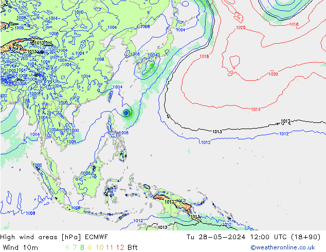 High wind areas ECMWF mar 28.05.2024 12 UTC