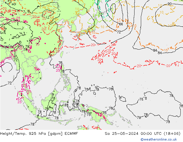 Height/Temp. 925 hPa ECMWF Sáb 25.05.2024 00 UTC