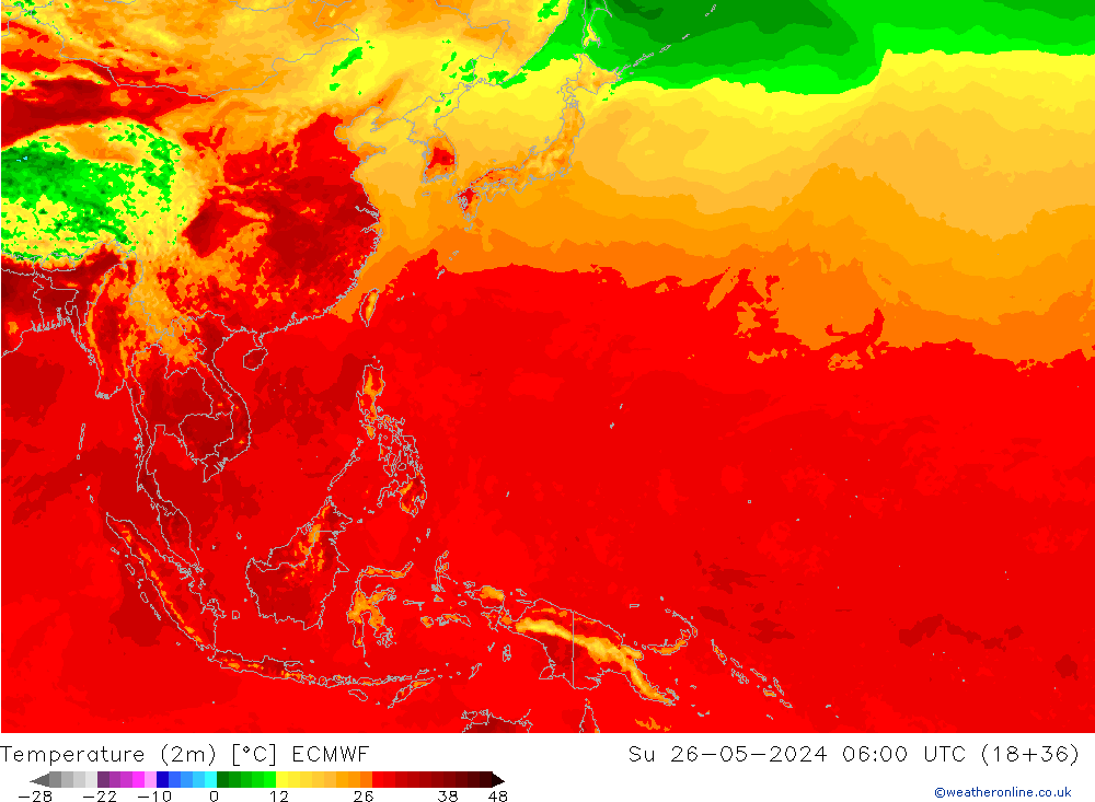 Temperature (2m) ECMWF Su 26.05.2024 06 UTC