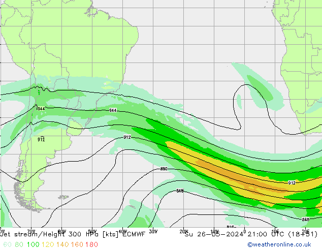 Jet stream/Height 300 hPa ECMWF Su 26.05.2024 21 UTC