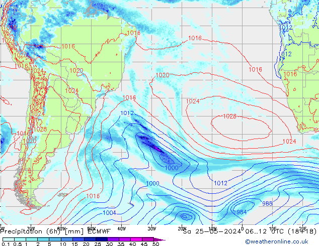 Z500/Rain (+SLP)/Z850 ECMWF Sa 25.05.2024 12 UTC