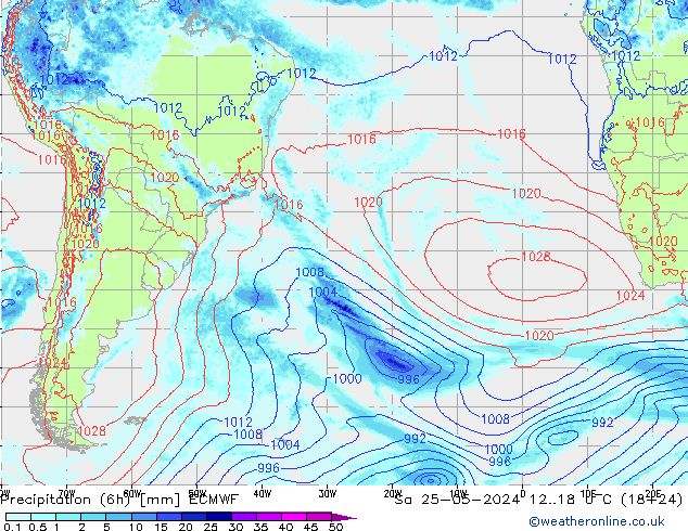 Z500/Rain (+SLP)/Z850 ECMWF Sa 25.05.2024 18 UTC