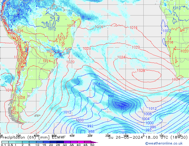 Z500/Rain (+SLP)/Z850 ECMWF dim 26.05.2024 00 UTC