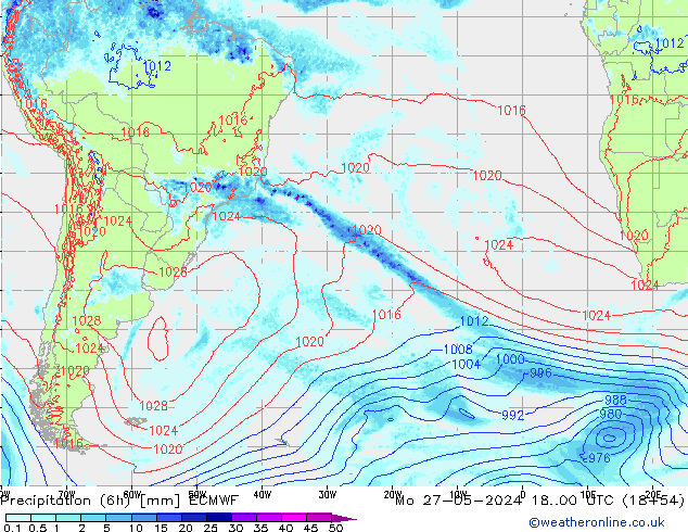 Z500/Yağmur (+YB)/Z850 ECMWF Pzt 27.05.2024 00 UTC