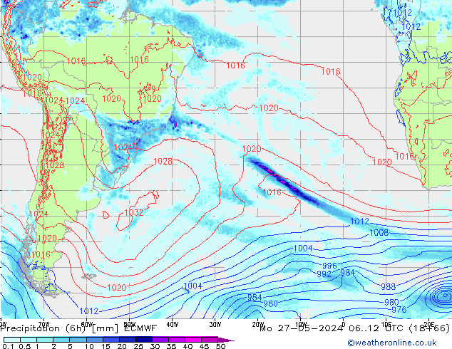 Z500/Rain (+SLP)/Z850 ECMWF lun 27.05.2024 12 UTC