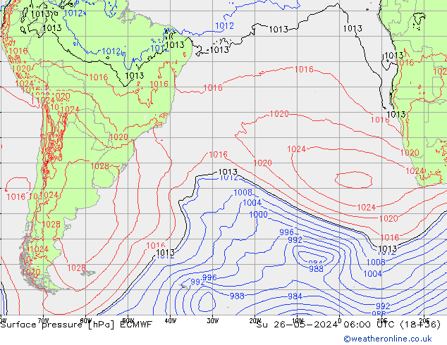 Yer basıncı ECMWF Paz 26.05.2024 06 UTC