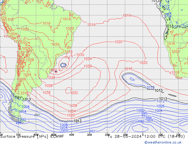 Surface pressure ECMWF Tu 28.05.2024 12 UTC