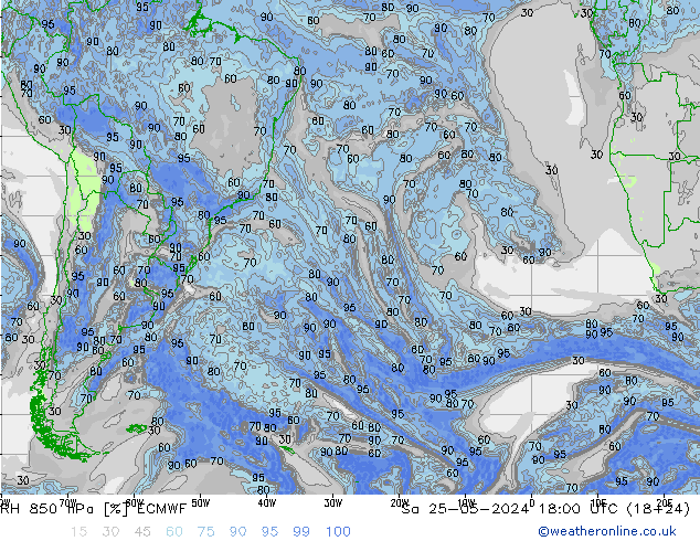 RH 850 hPa ECMWF So 25.05.2024 18 UTC