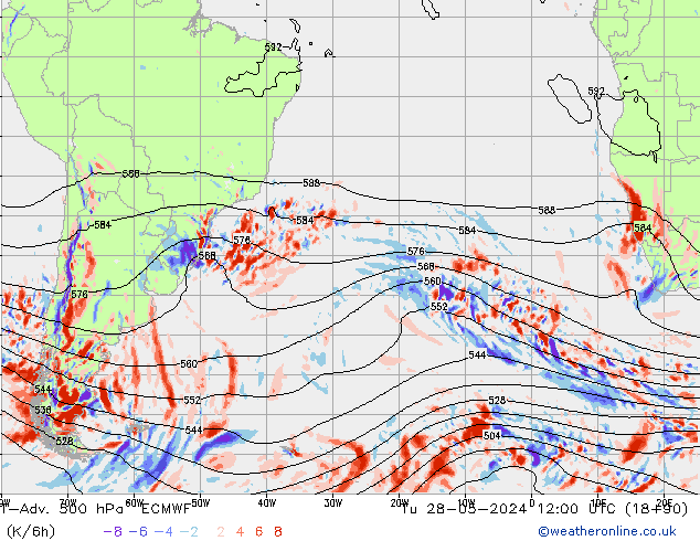 T-Adv. 500 hPa ECMWF mar 28.05.2024 12 UTC