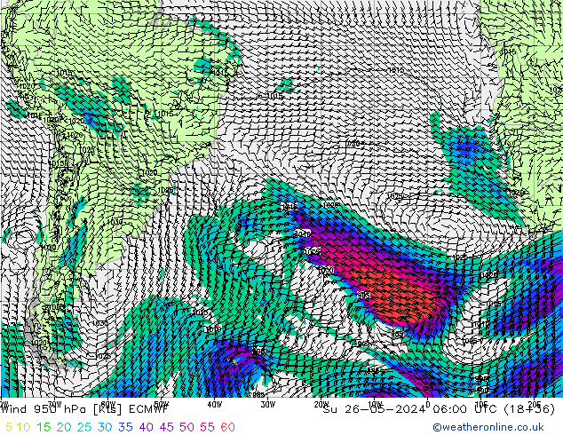 Wind 950 hPa ECMWF Ne 26.05.2024 06 UTC