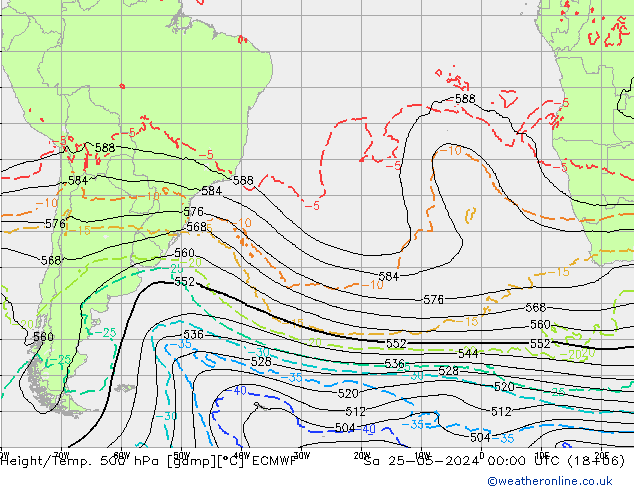 Z500/Regen(+SLP)/Z850 ECMWF za 25.05.2024 00 UTC