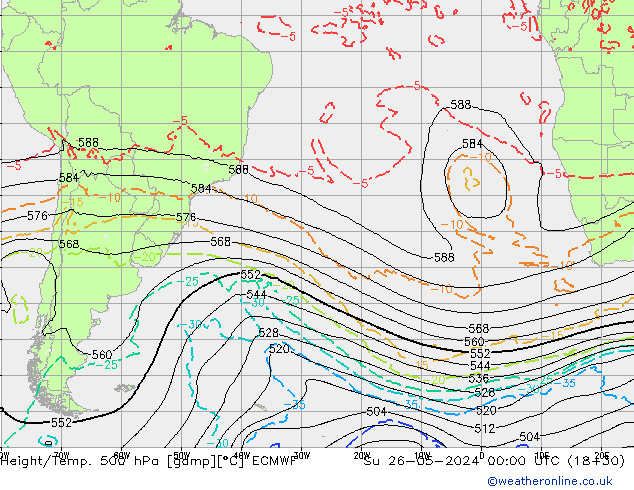 Z500/Rain (+SLP)/Z850 ECMWF dim 26.05.2024 00 UTC