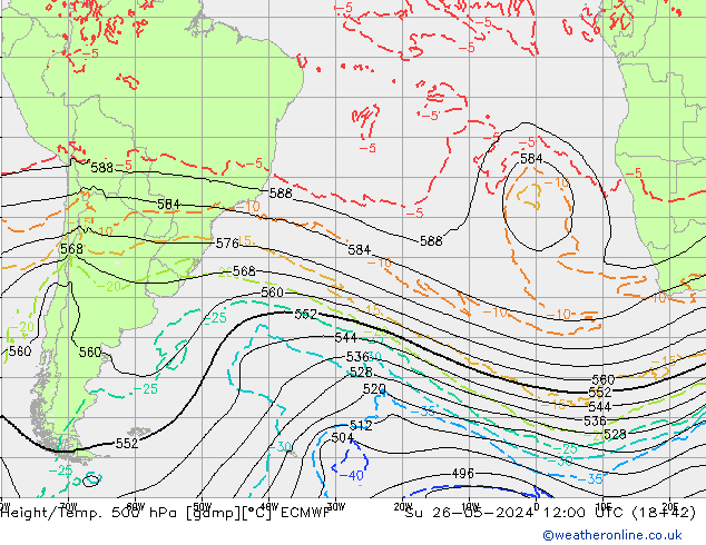 Z500/Rain (+SLP)/Z850 ECMWF dim 26.05.2024 12 UTC