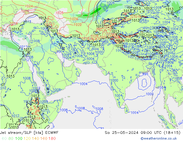 Corrente a getto ECMWF sab 25.05.2024 09 UTC