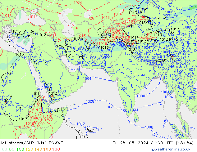 джет/приземное давление ECMWF вт 28.05.2024 06 UTC