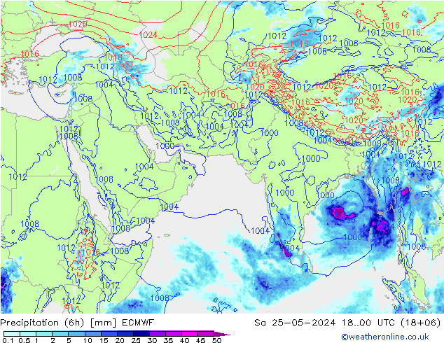 Z500/Rain (+SLP)/Z850 ECMWF сб 25.05.2024 00 UTC