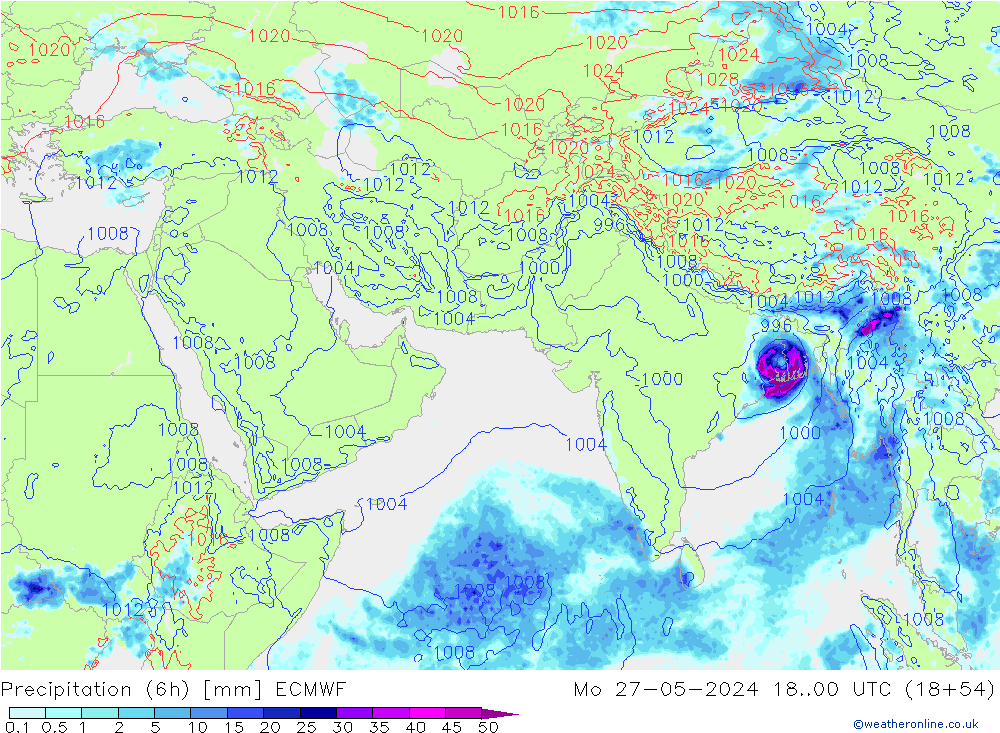 Z500/Regen(+SLP)/Z850 ECMWF ma 27.05.2024 00 UTC