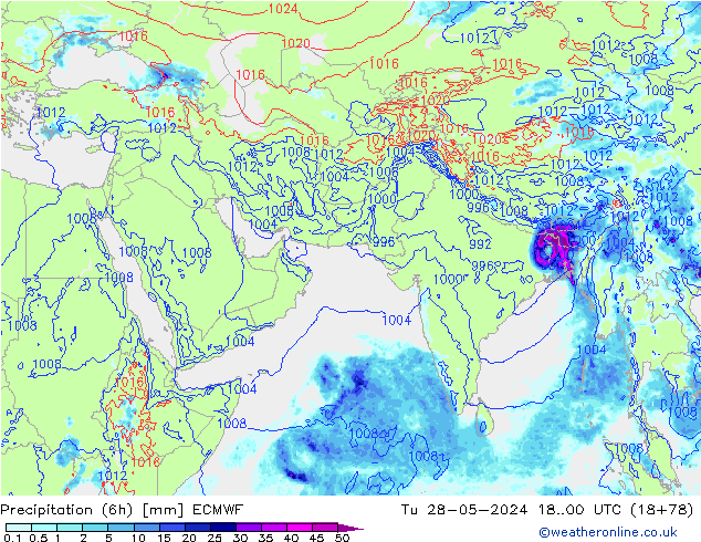 Z500/Rain (+SLP)/Z850 ECMWF  28.05.2024 00 UTC