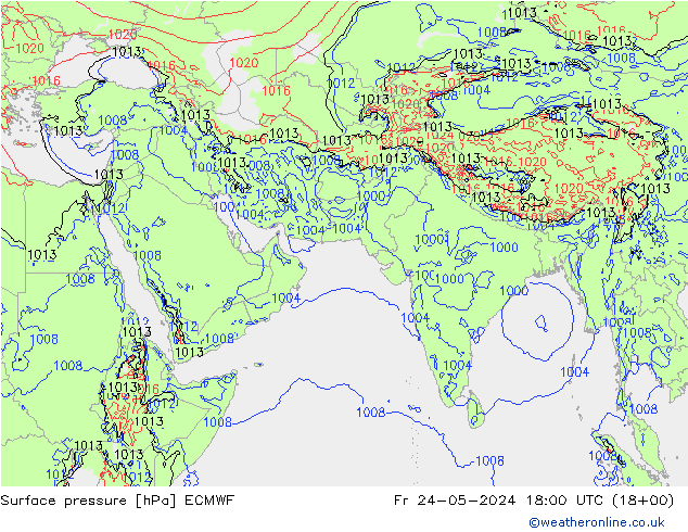 Surface pressure ECMWF Fr 24.05.2024 18 UTC